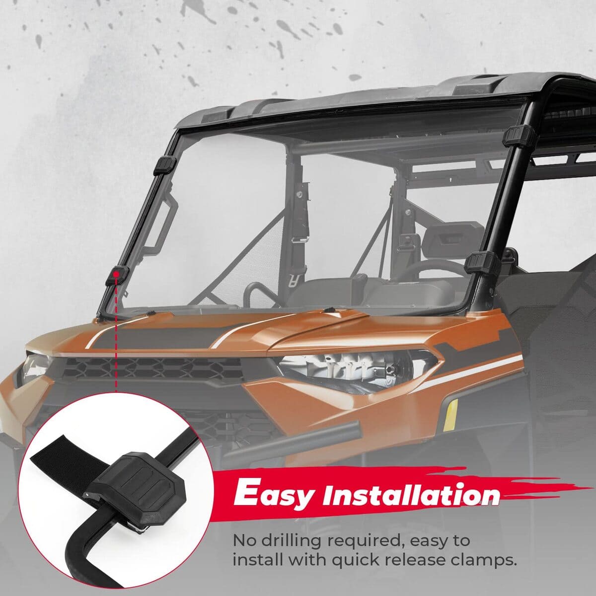 Kemimoto '17-'25 Polaris Ranger 1000 Crew Front Windshield