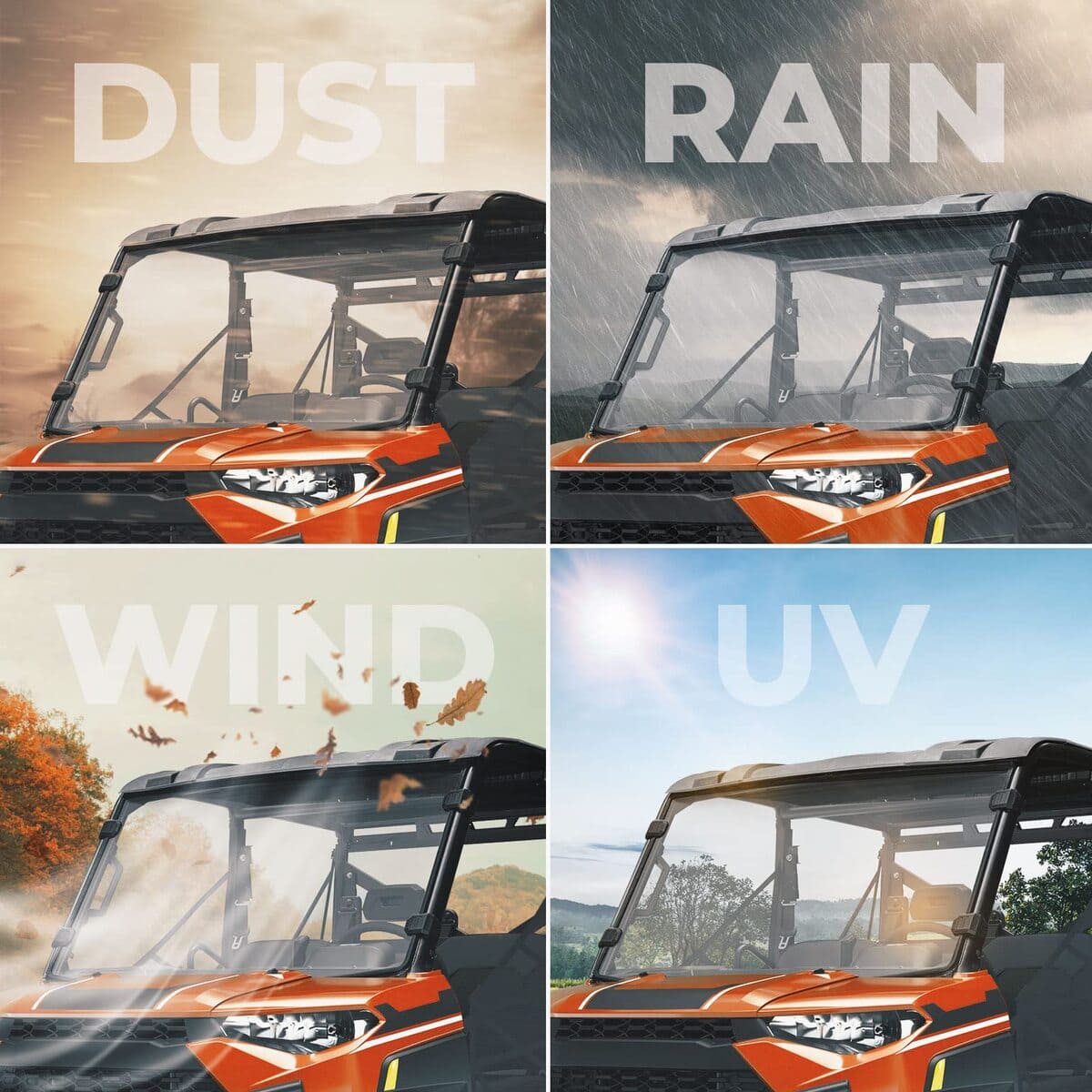 Kemimoto '17-'25 Polaris Ranger 1000 Crew Front Windshield