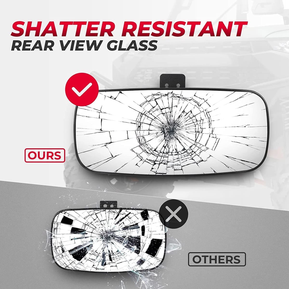 Kemimoto '17-'25 Polaris Ranger XP 1000 UTV Rear View Mirror