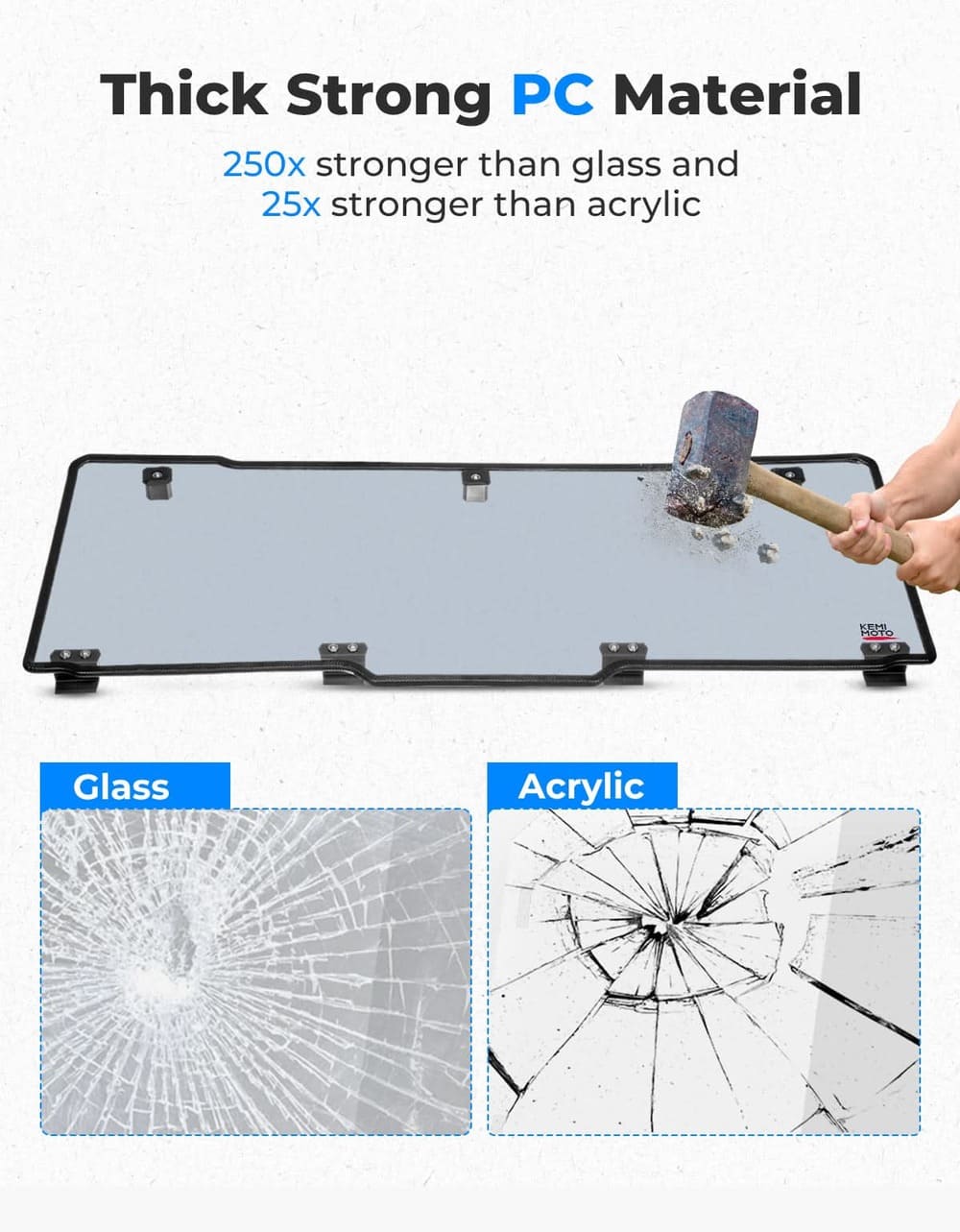 Kemimoto '17-'25 Polaris Ranger XP 1000 UTV Rear Window
