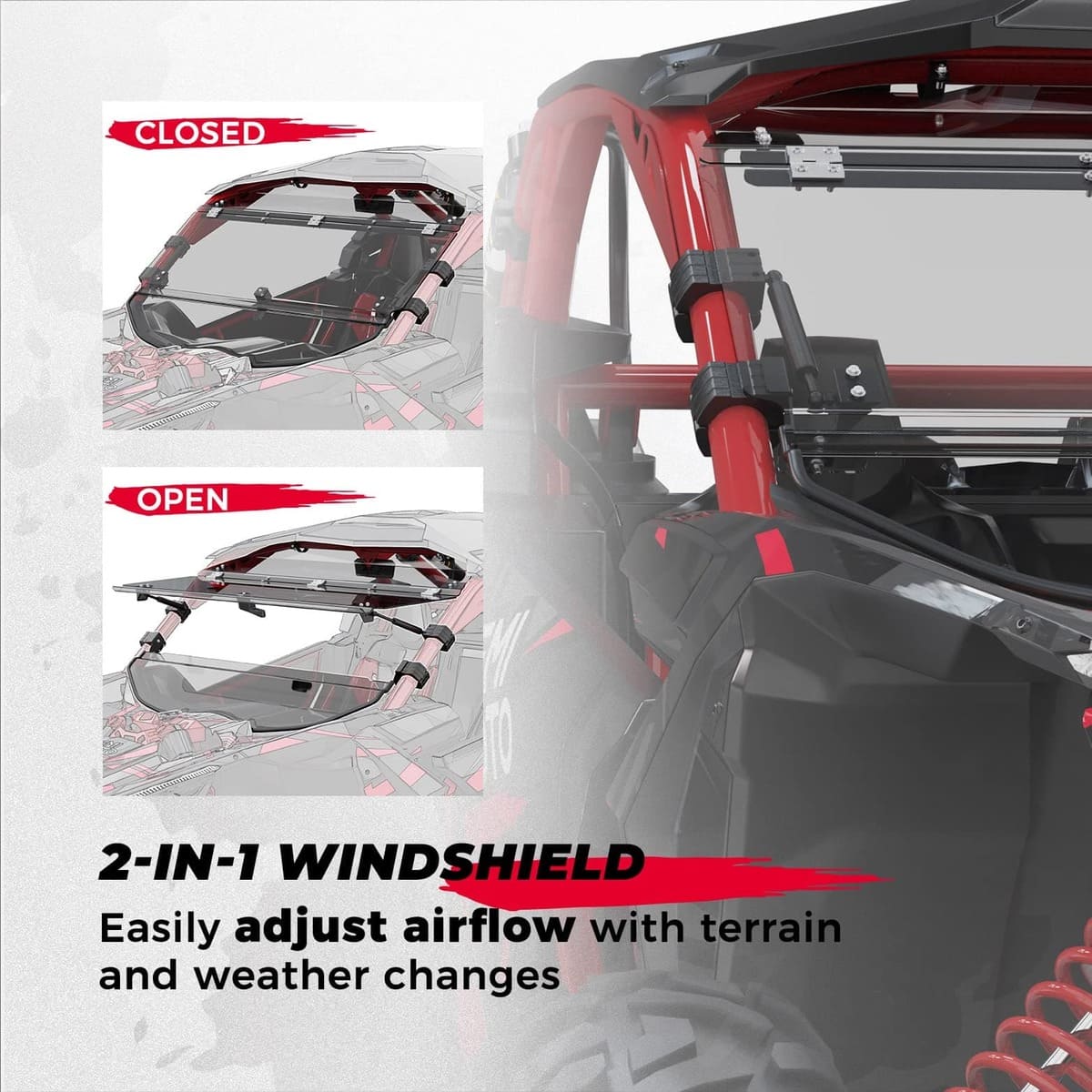 Kemimoto '17+ Can-Am Maverick X3 Flip Windshield & Door Bags