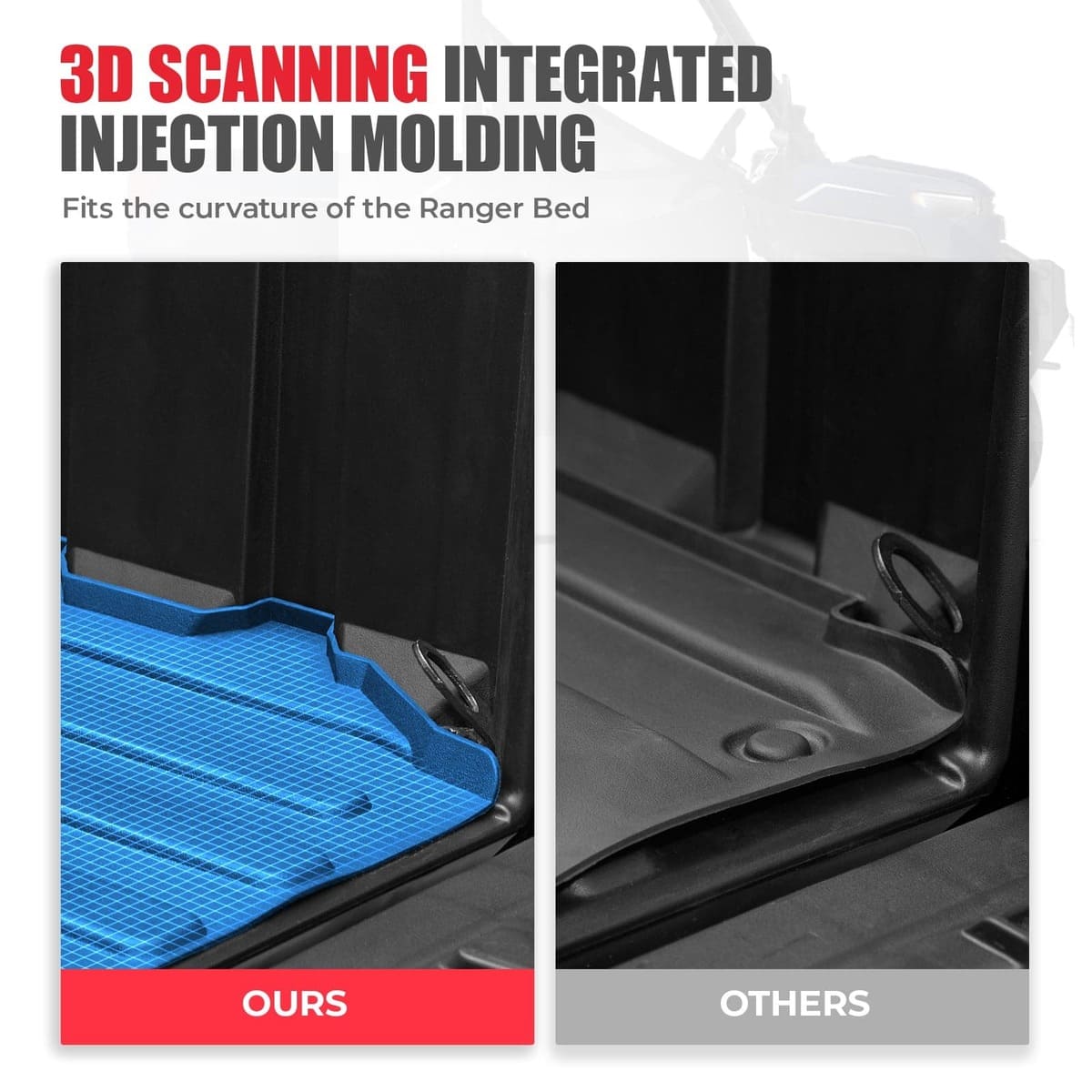 Kemimoto '18-'24 Polaris Ranger Crew XP 1000 Bed Mat Cargo Liner