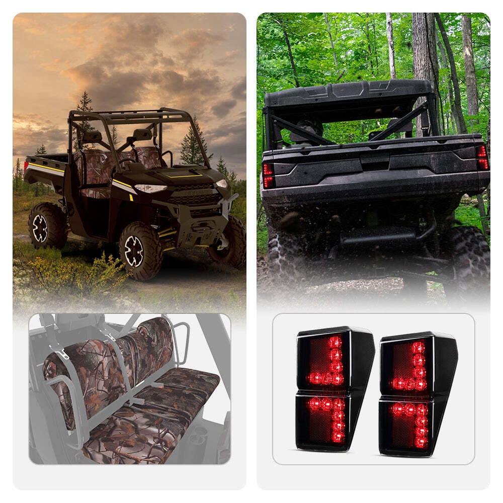Kemimoto '18-'24 Polaris Ranger XP 1000 Camouflage Seat Cover & Tail Light