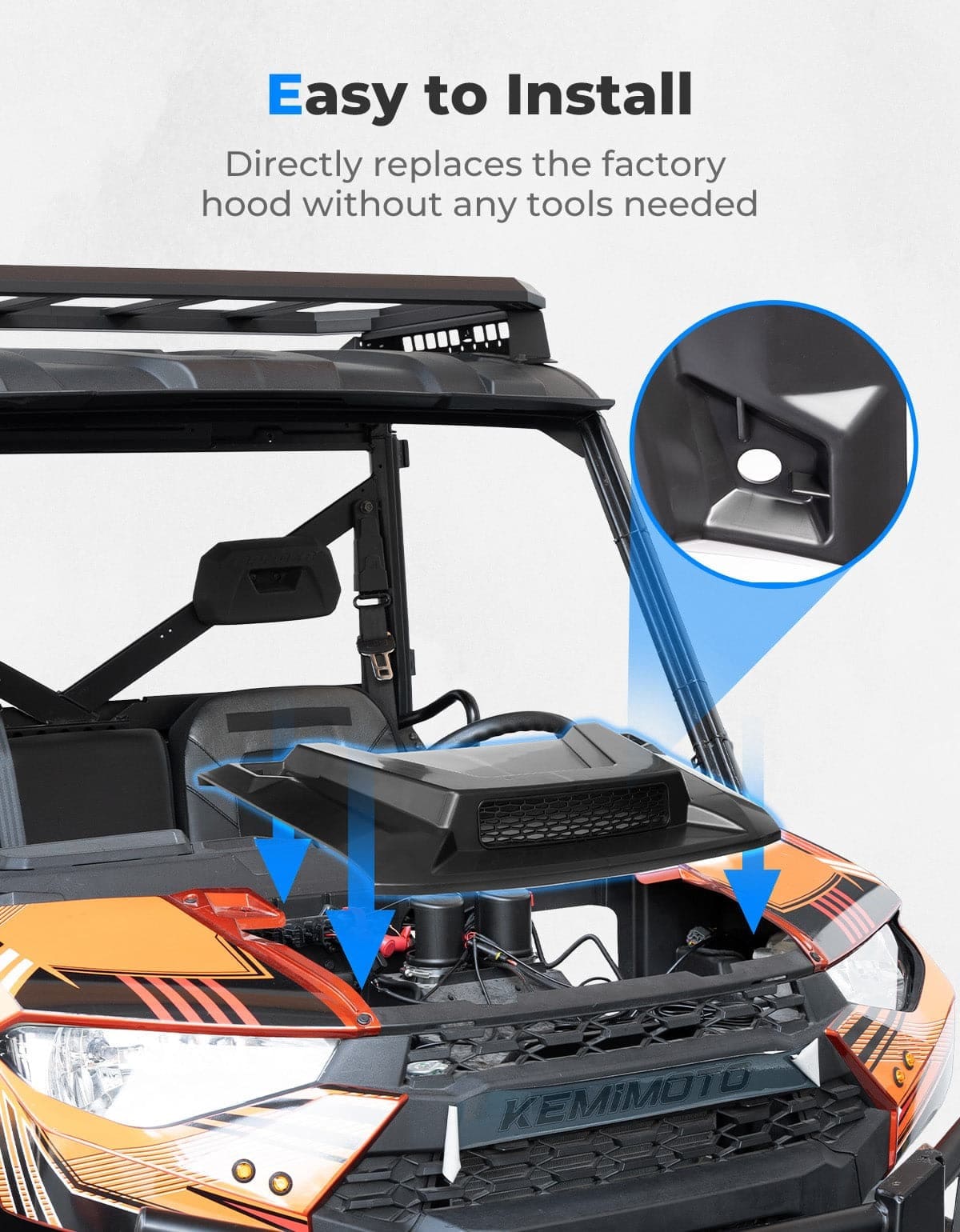 Kemimoto '18-'24 Polaris Ranger XP 1000/Crew Hood Scoop