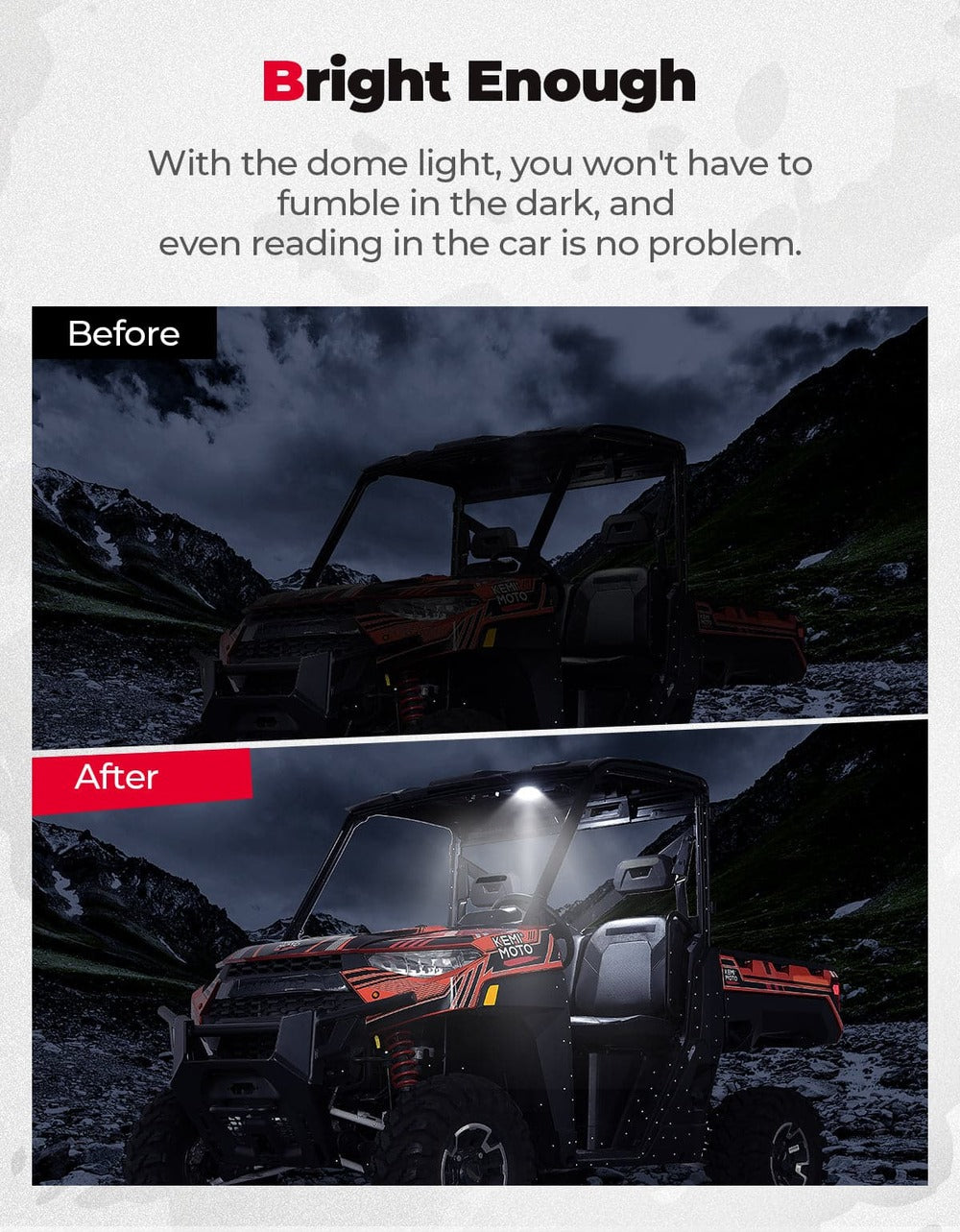 Kemimoto '18-'24 Polaris Ranger XP 1000 UTV Dome Light