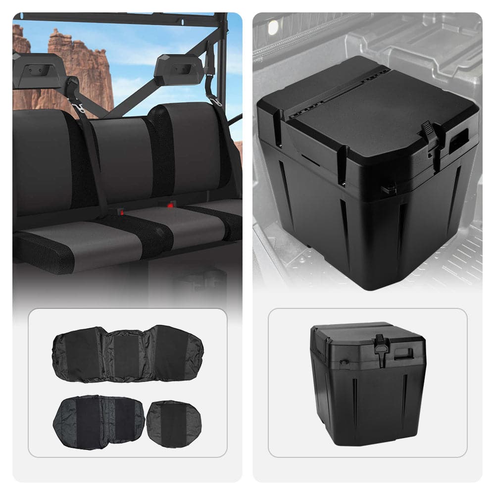 Kemimoto '18-'24 Polaris Ranger XP 1000 UTV Waterproof Seat Cover & Under Seat Storage Box