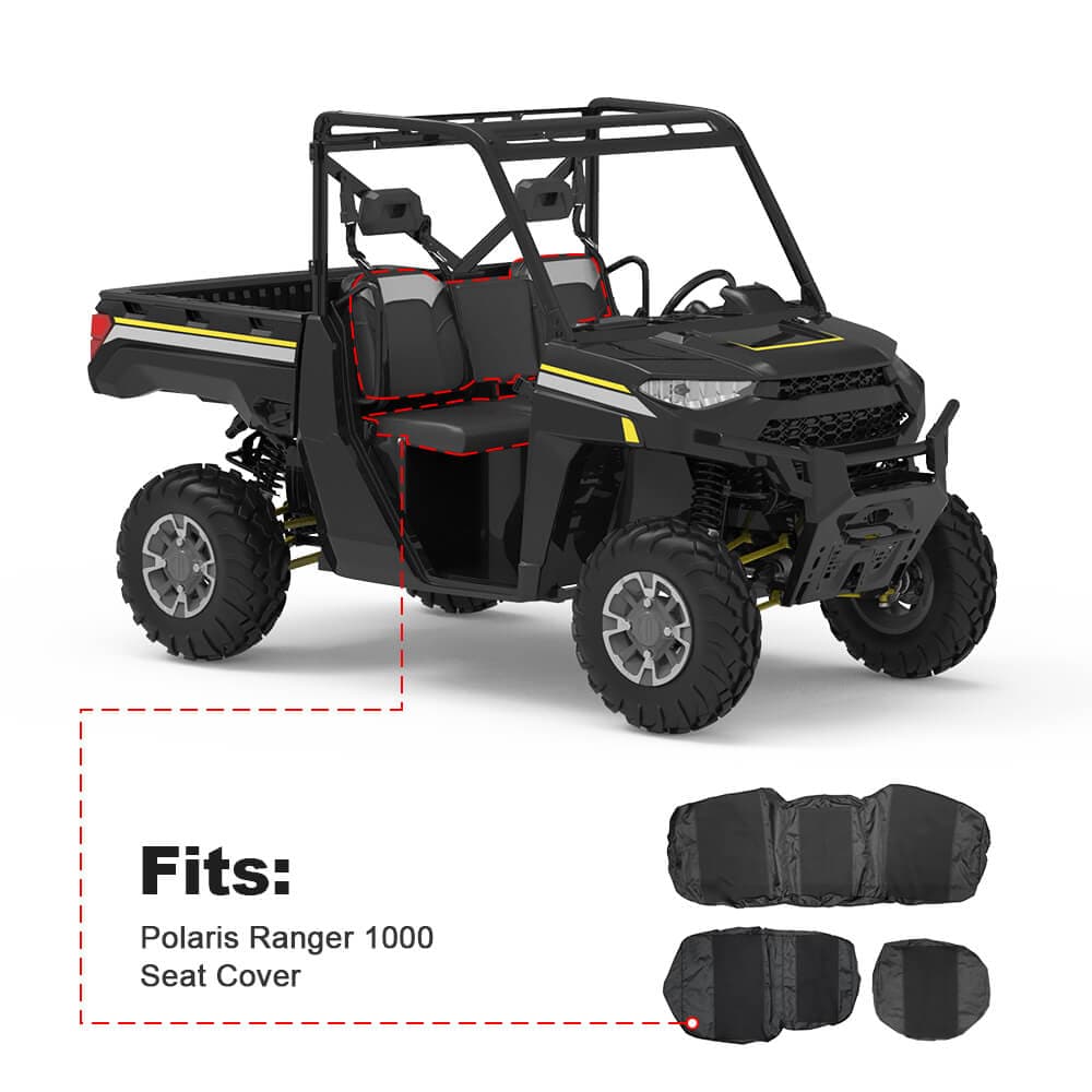 Kemimoto '18-'24 Polaris Ranger XP 1000 UTV Waterproof Seat Cover & Under Seat Storage Box