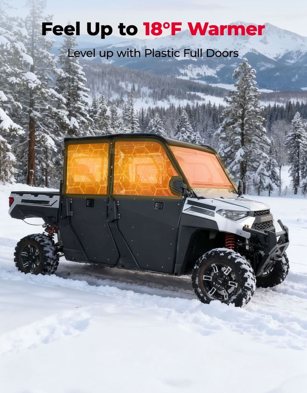Kemimoto '18-'25 Polaris Ranger Crew XP 1000 2-in-1 Convertible UTV Doors w/ Vented Window