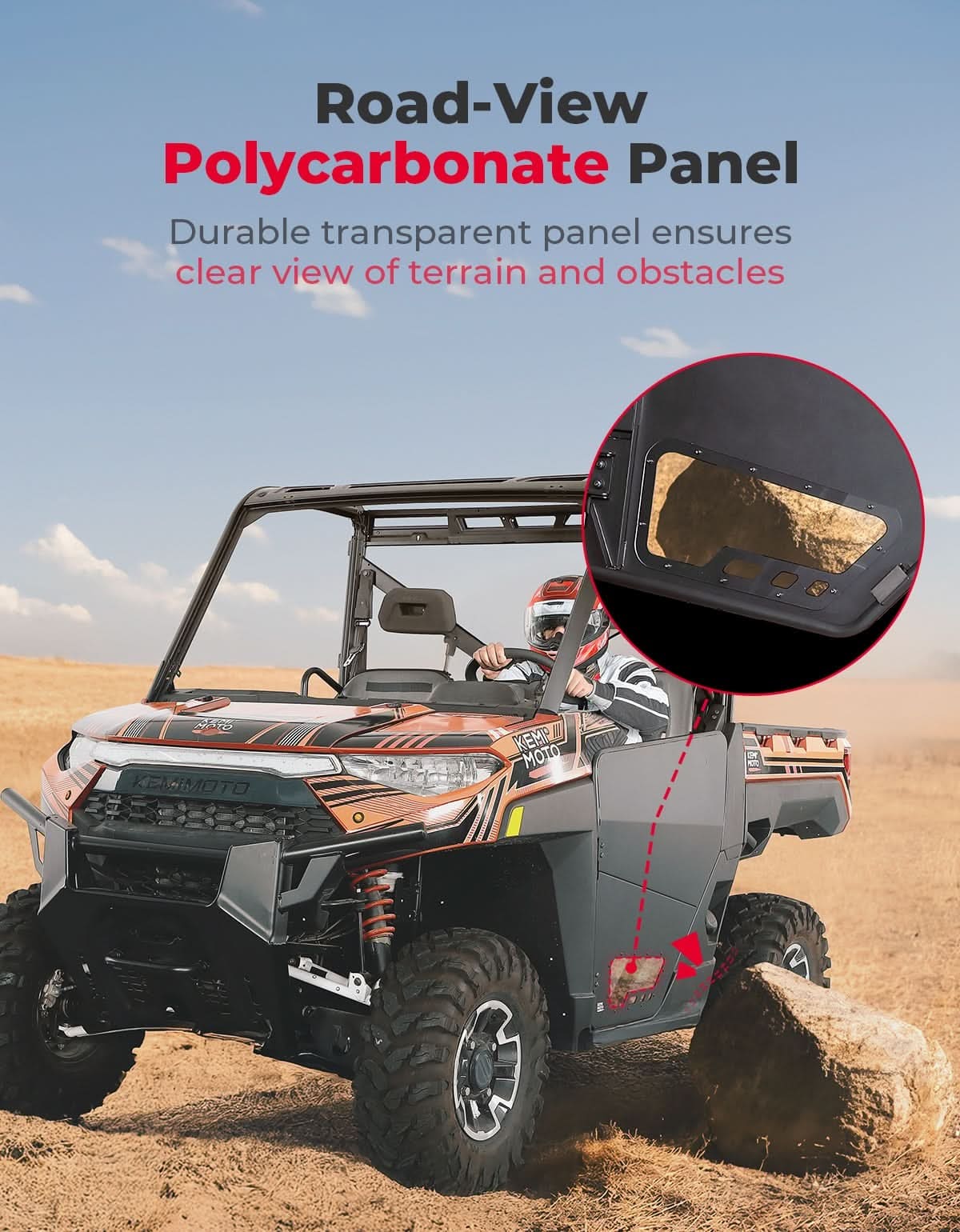 Kemimoto '18-'25 Polaris Ranger XP 1000 UTV Aluminum Half Door