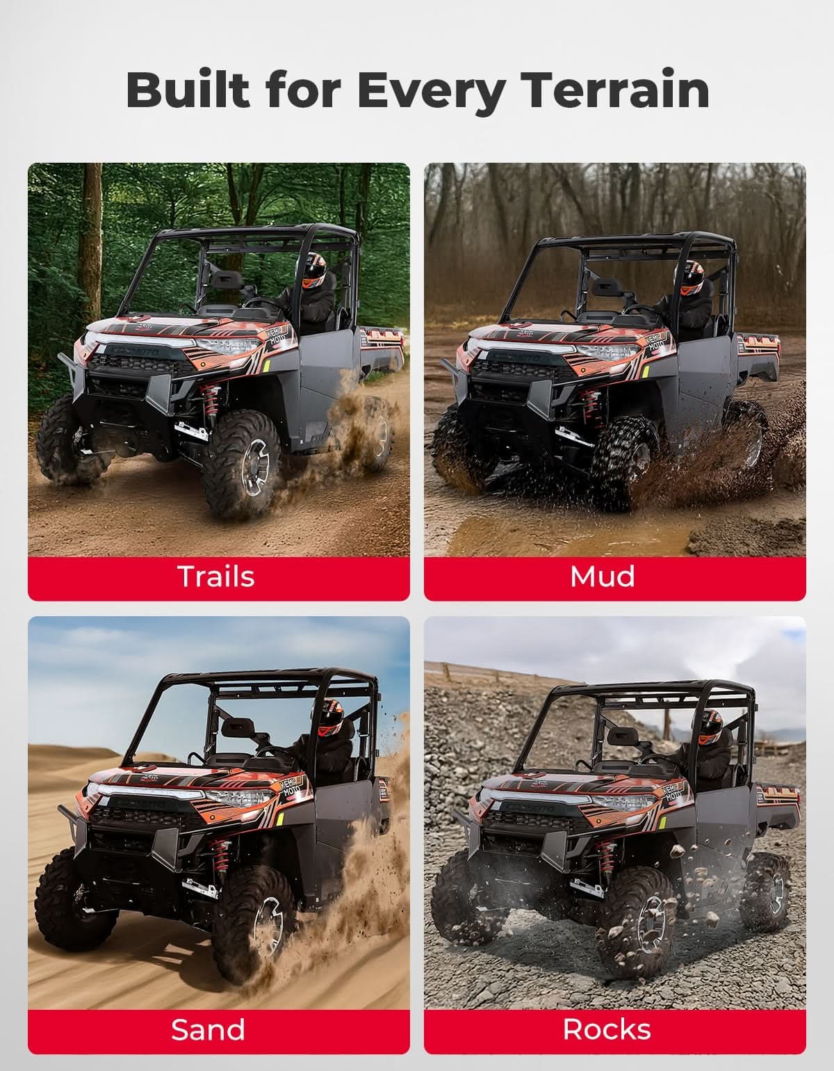 Kemimoto '18-'25 Polaris Ranger XP 1000 UTV Aluminum Half Door