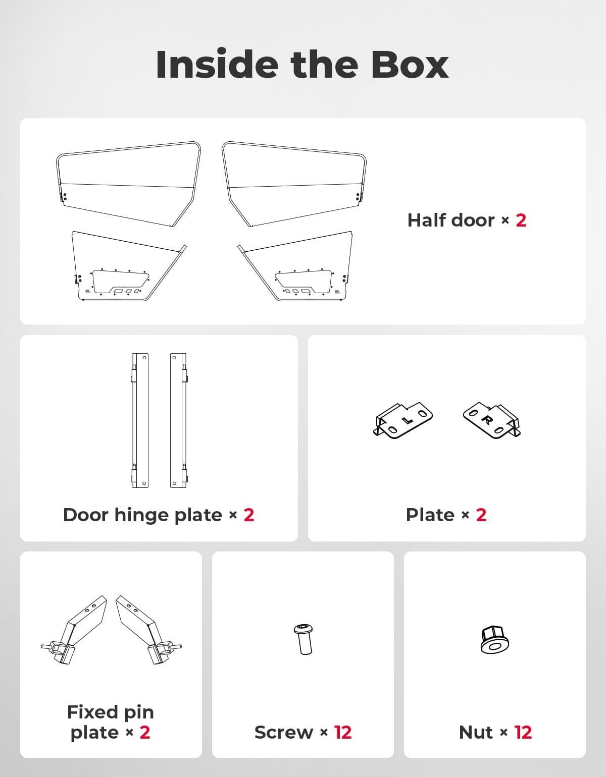 Kemimoto '18-'25 Polaris Ranger XP 1000 UTV Aluminum Half Door