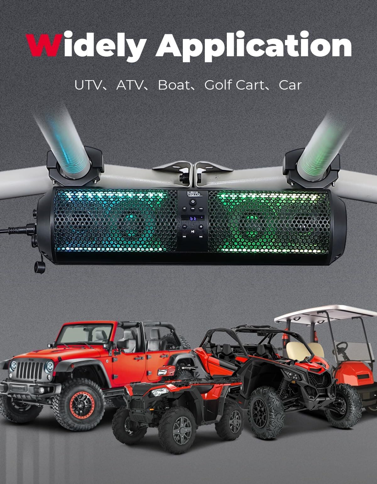 Kemimoto 18" UTV Sound Bar RGB Bluetooth w/ 1.56"-2.25" Roll Bar