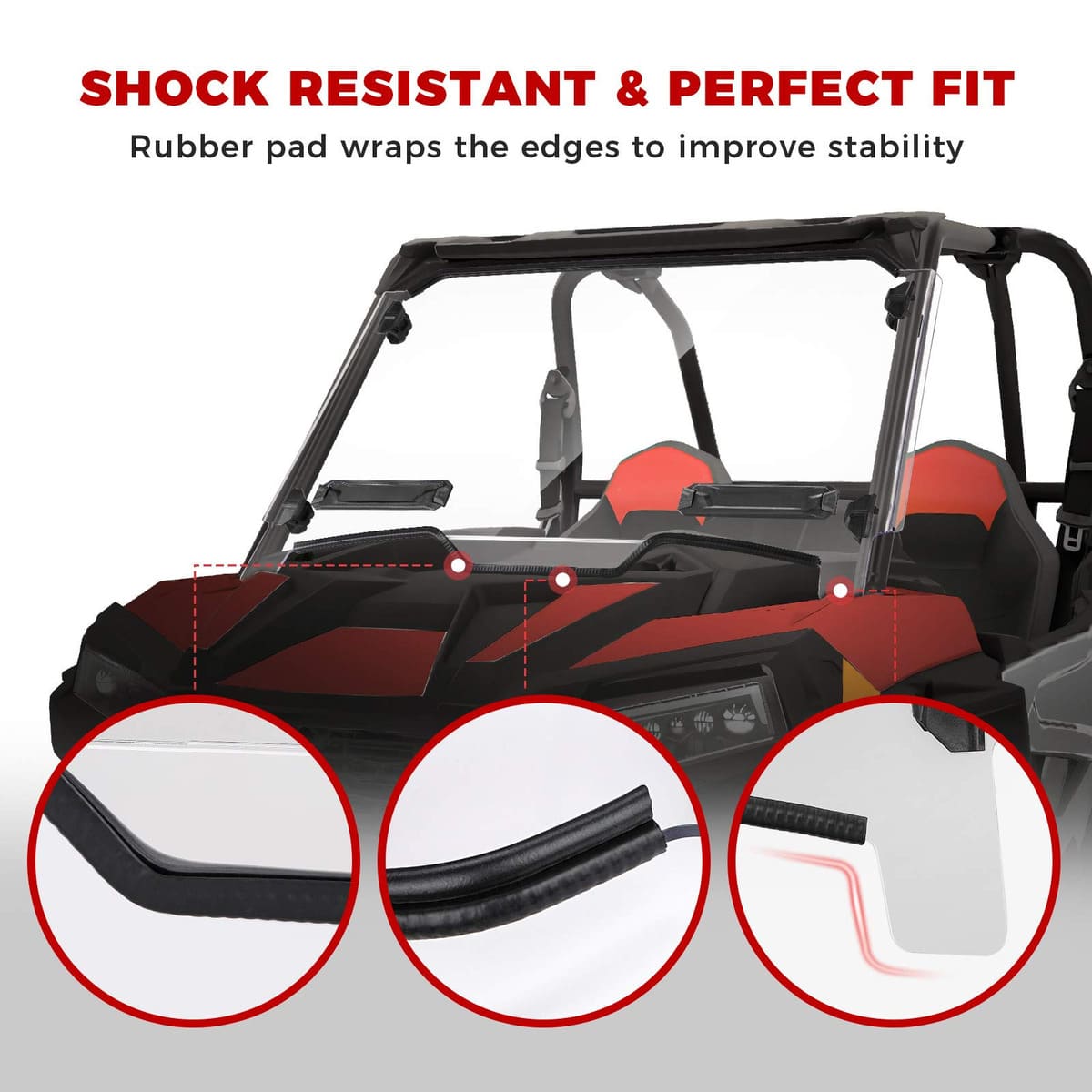 Kemimoto '19-'23 Polaris RZR XP 1000 Front Windshield w/ Adjustable Vents