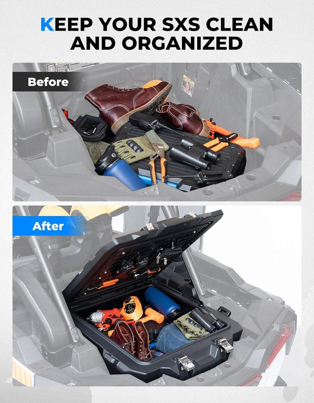 Kemimoto '19-'23 Polaris RZR XP 1000 100L UTV Rear Cargo Box