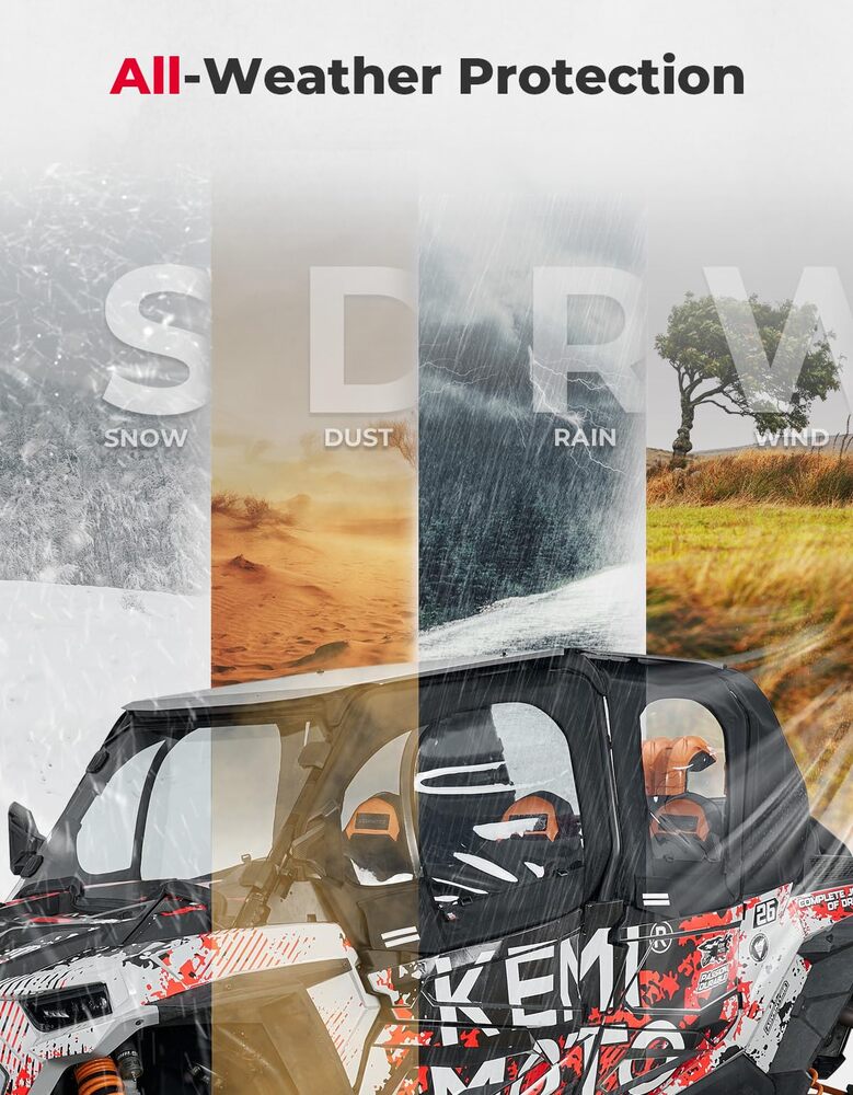 Kemimoto '19-'23 Polaris RZR XP 4 1000 Soft Upper Doors With Metal Door Frame