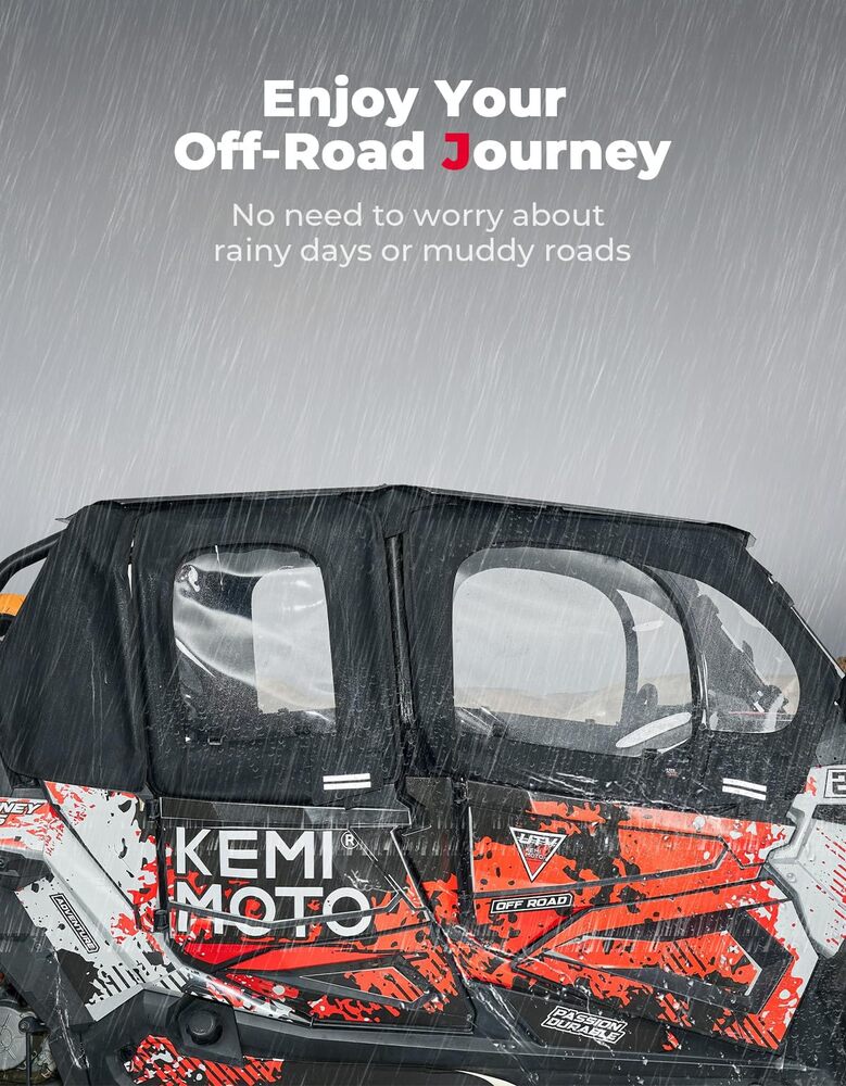 Kemimoto '19-'23 Polaris RZR XP 4 1000 Soft Upper Doors With Metal Door Frame