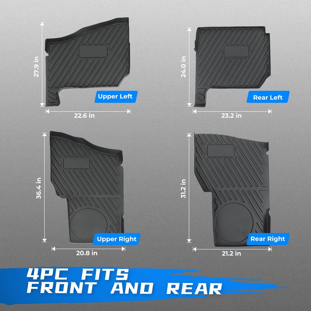 Kemimoto '19-'24 Polaris Ranger Crew XP 1000 Floor Mats - 4 Pcs