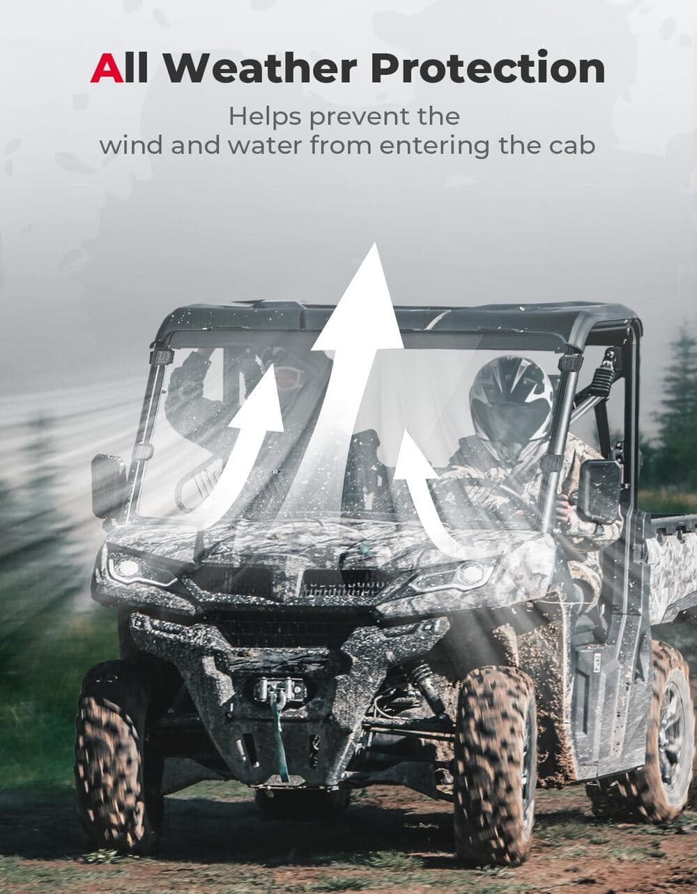 Kemimoto '19-'25 CFMoto UForce 1000 Airflow Sliding Vented Front Windshield