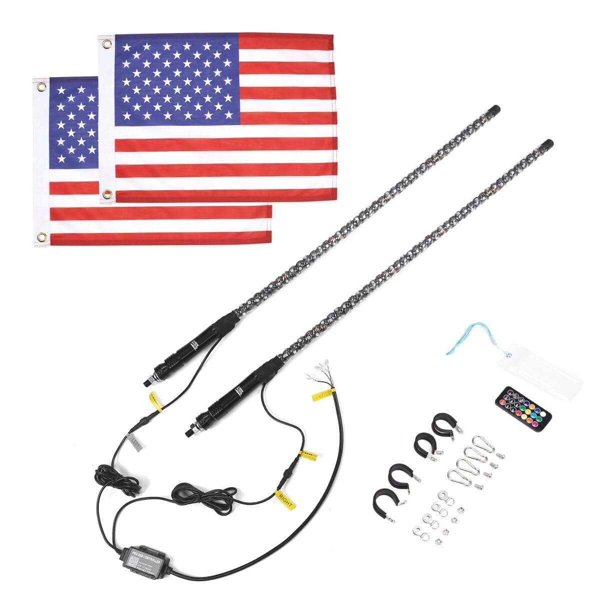 Kemimoto 2 Pcs UTV Spiral Whip Lights with Spring Bases