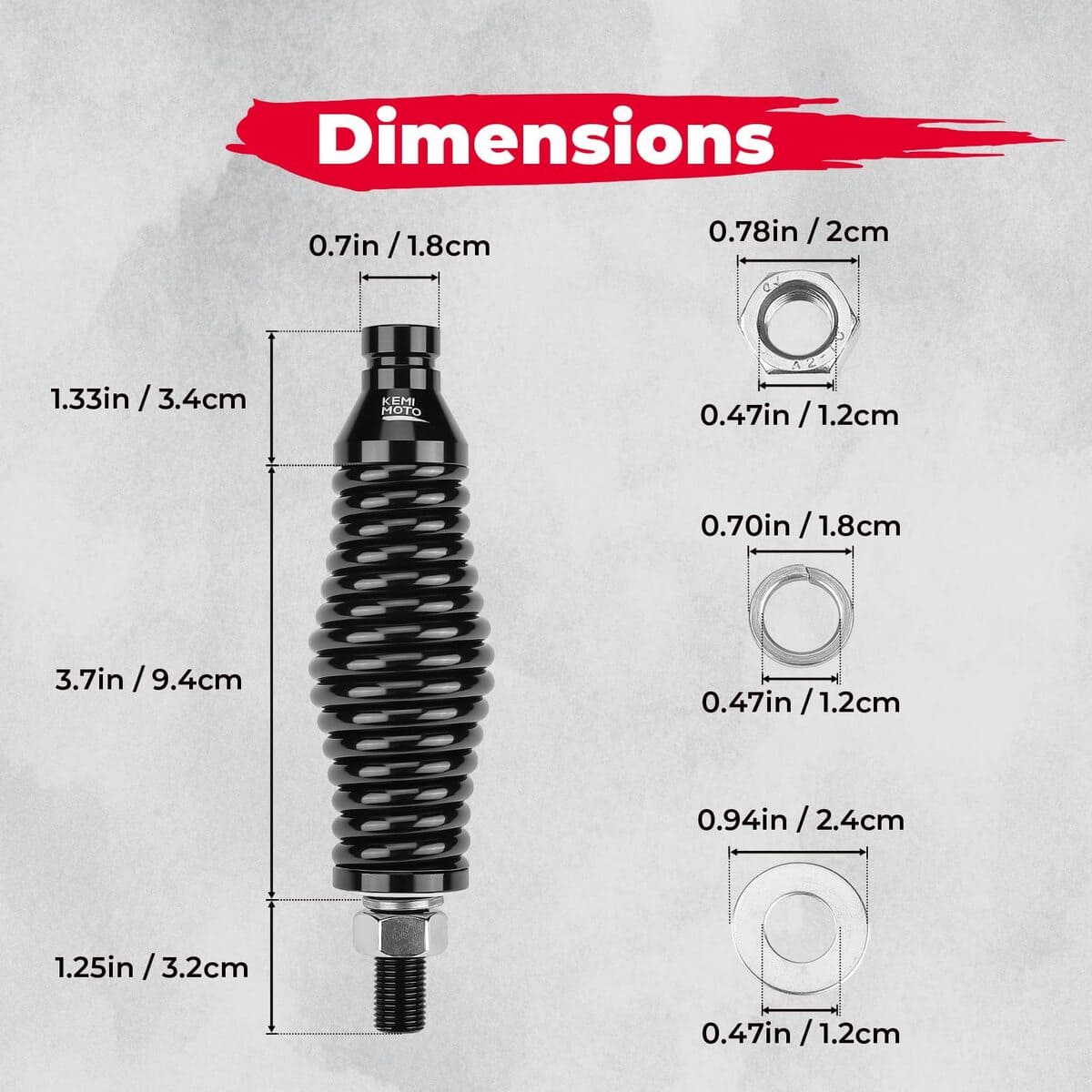 Kemimoto 2 Pcs UTV Spiral Whip Lights with Spring Bases