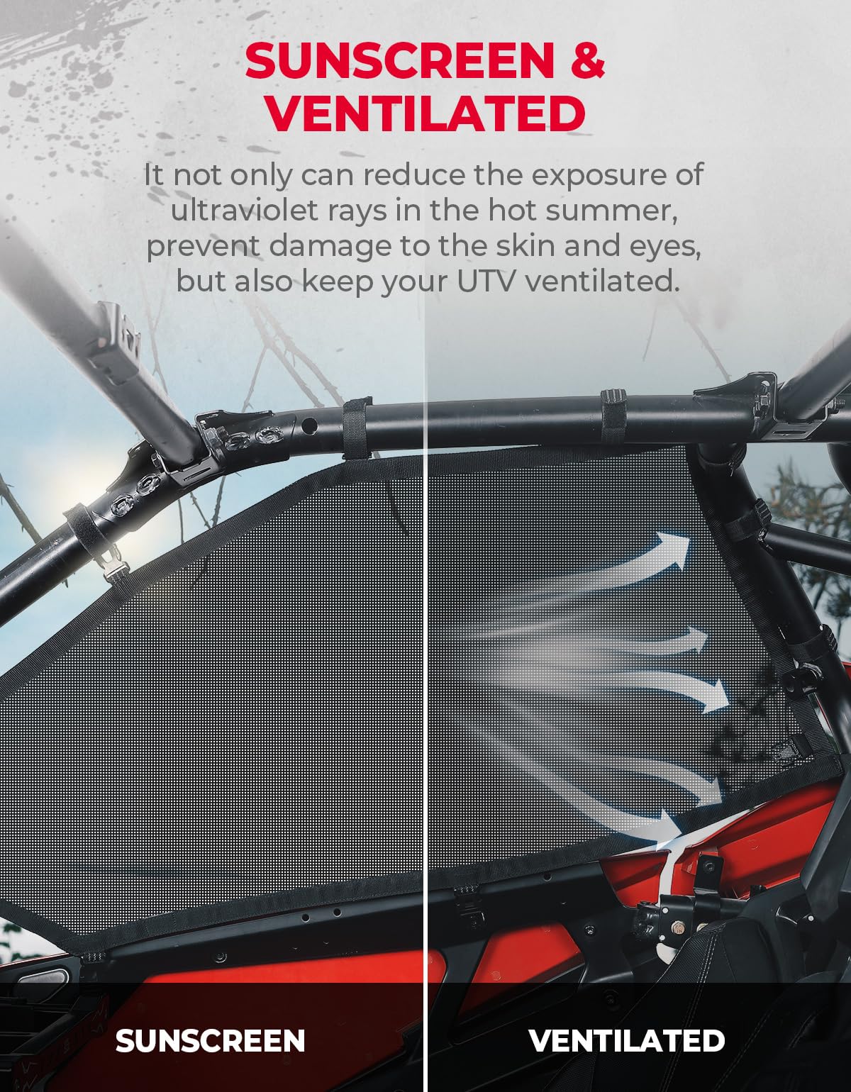 Kemimoto '20-'24 Polaris RZR PRO XP 2 Seat Window Net Roll Cage Mesh