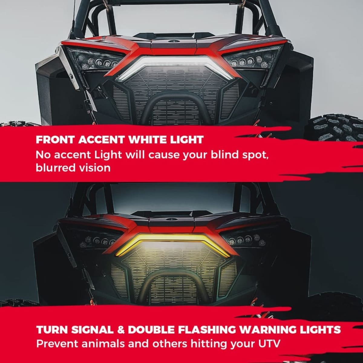 Kemimoto '20-'24 Polaris RZR Pro XP Front Accent Light Mustache