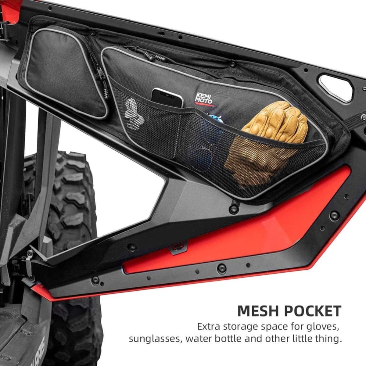 Kemimoto '20-'24 Polaris RZR Pro XP Front Door Bags with Removable Knee Pad