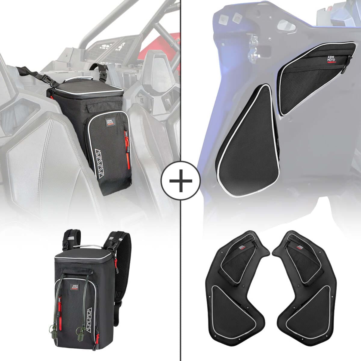 Kemimoto '20+ Polaris RZR Pro XP 4 Cargo Bag Backpacks & Rear Door Bags