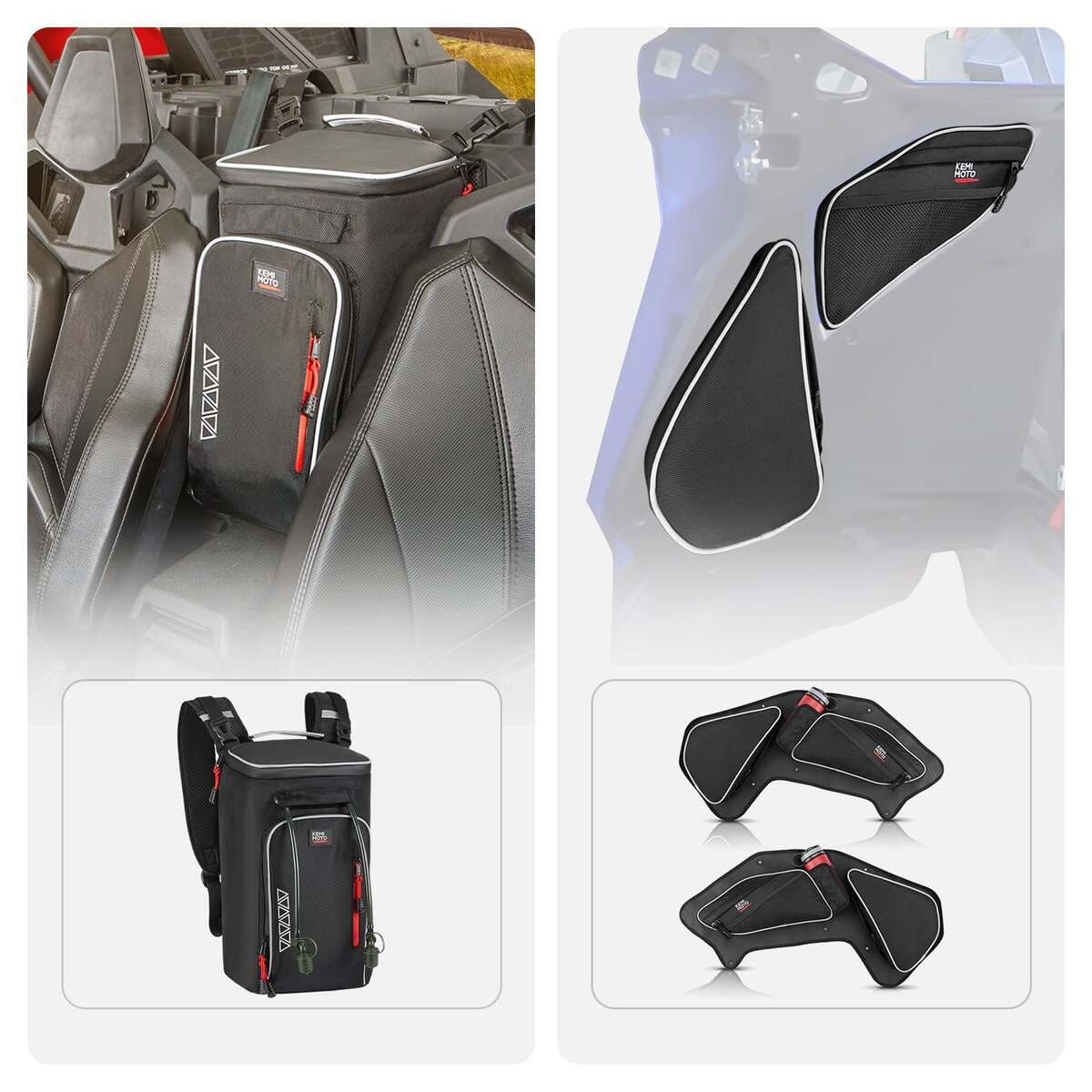 Kemimoto '20+ Polaris RZR Pro XP 4 Cargo Bag Backpacks & Rear Door Bags