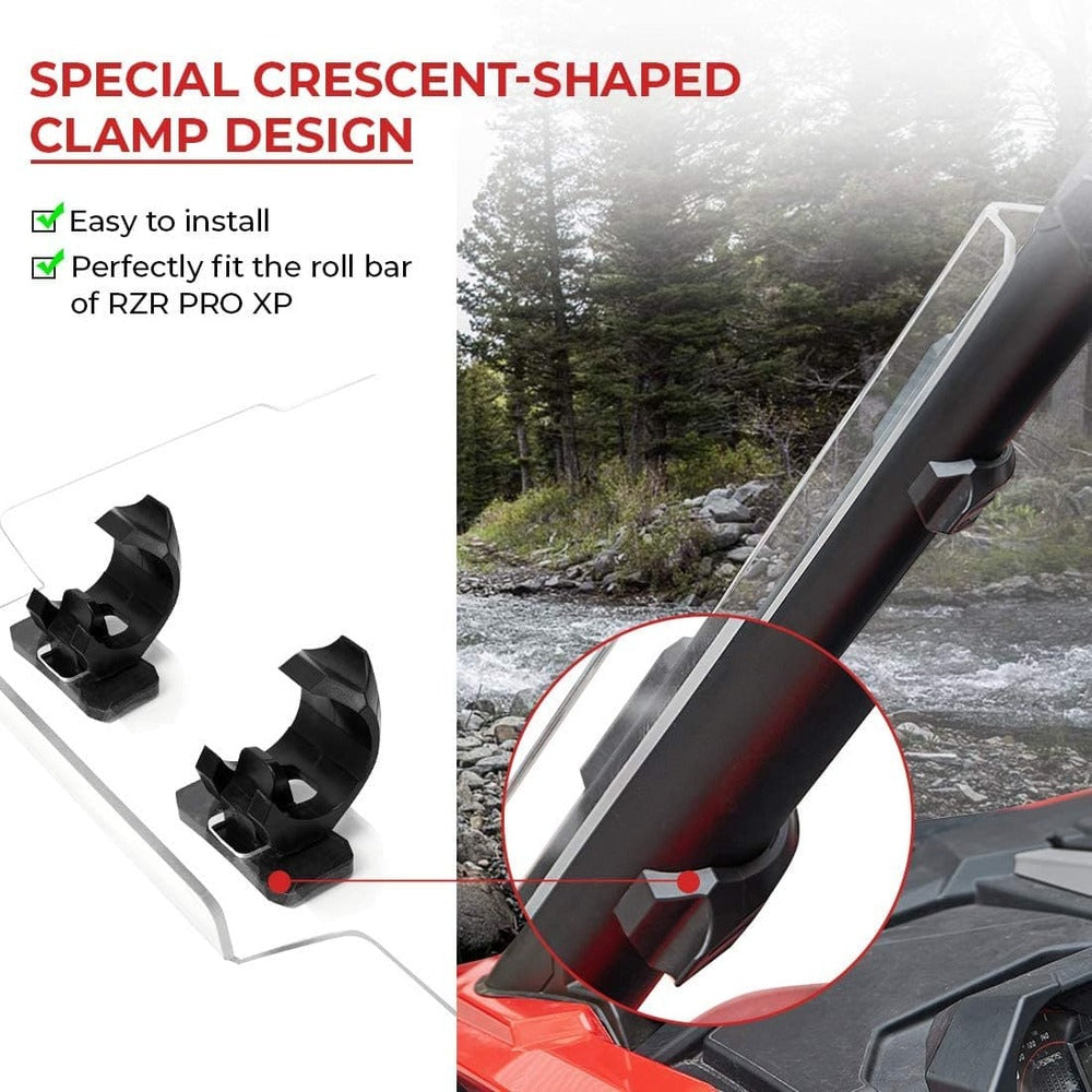 Kemimoto '20+ Polaris RZR PRO XP / 4 Scratch Resistant Full Windshield Clear