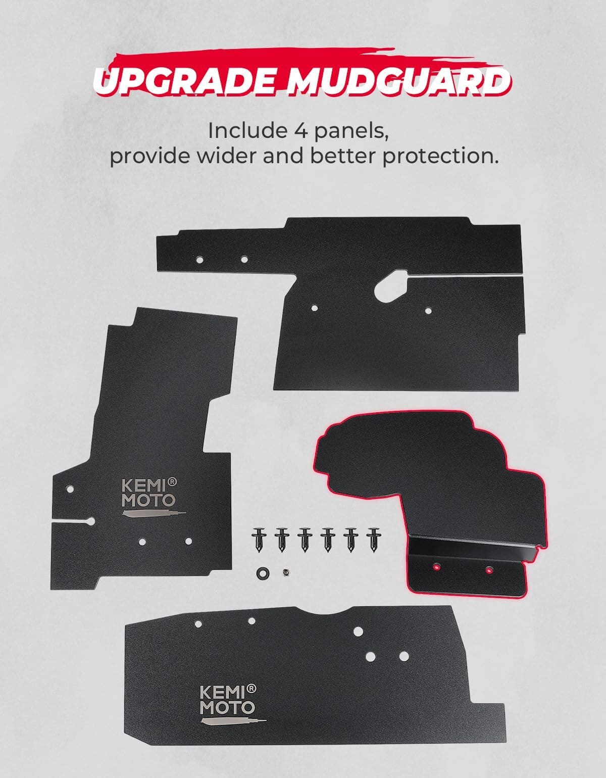 Kemimoto '21 Yamaha Wolverine RMAX 4 1000 Mudguard Fender Flares Splash Guard