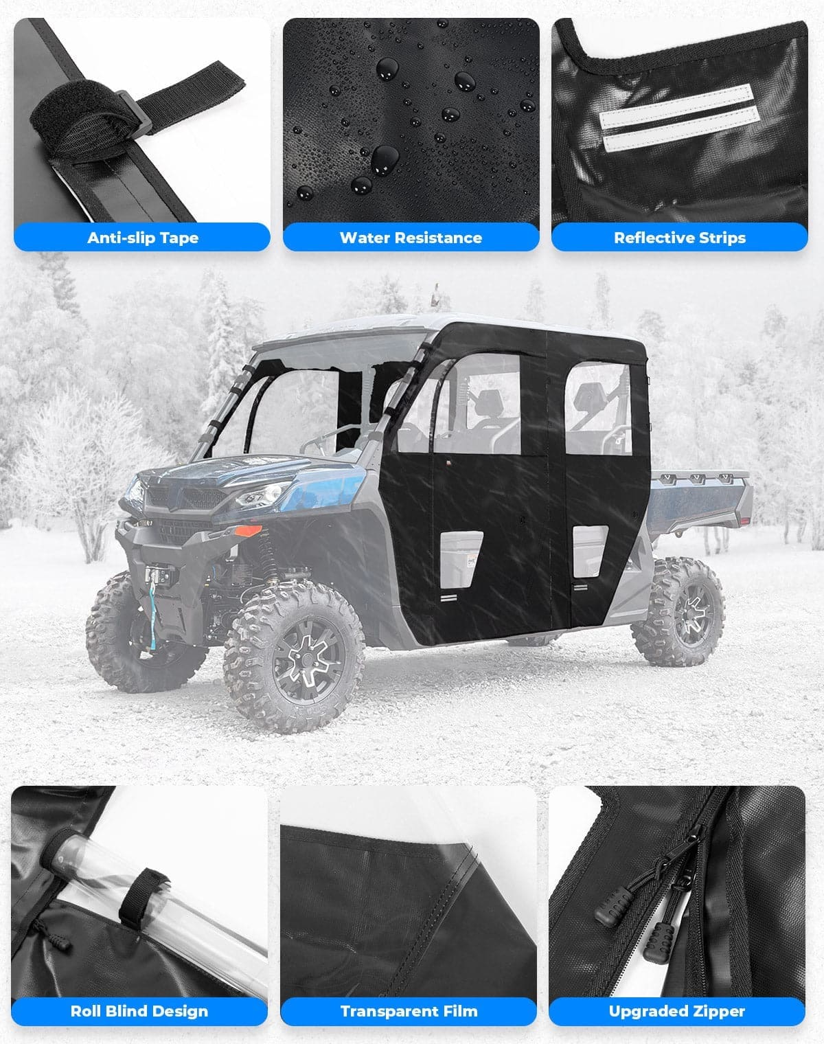 Kemimoto '22-'24 CF Moto UForce 1000XL Soft Cab Enclosure Doors