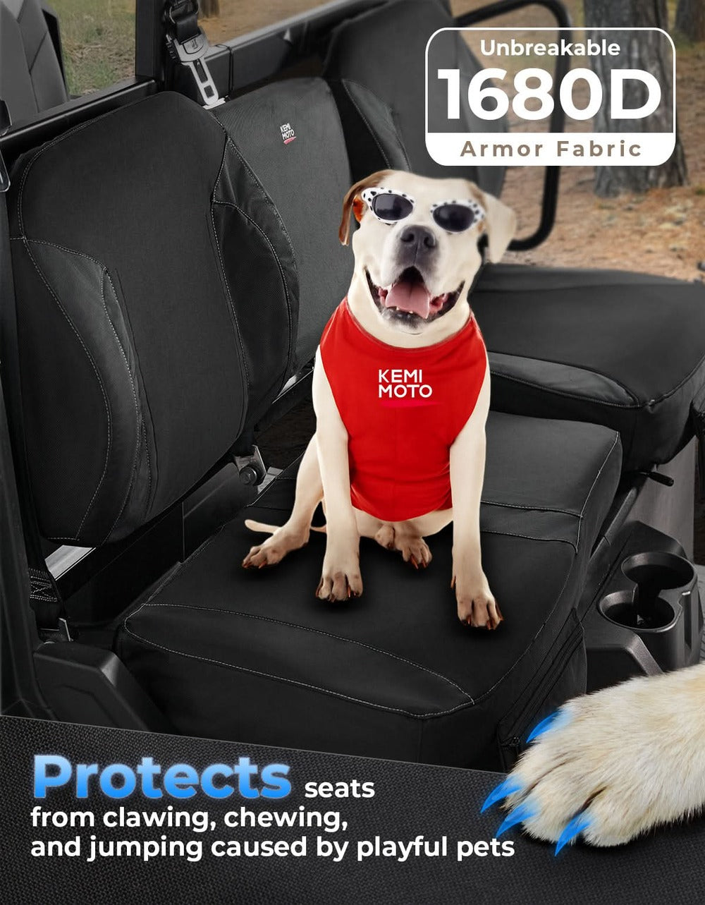 Kemimoto '22-'25 Polaris Ranger Crew XP 1000 UTV Wingback Seat Cover Set