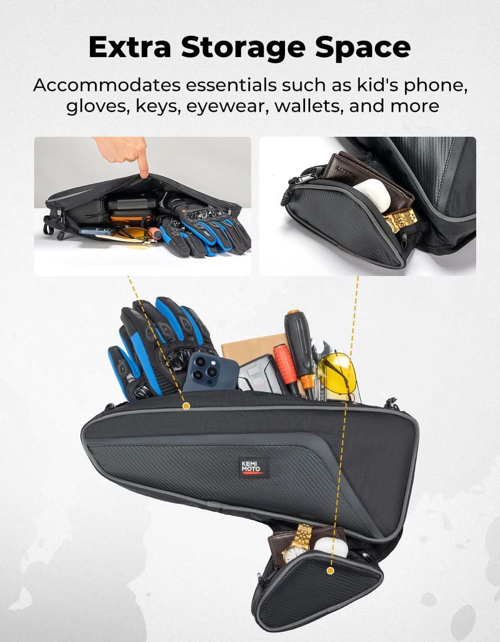 Kemimoto '22-'25 Polaris RZR 200 EFI 1680D Door Storage Bag w/ Knee Pads