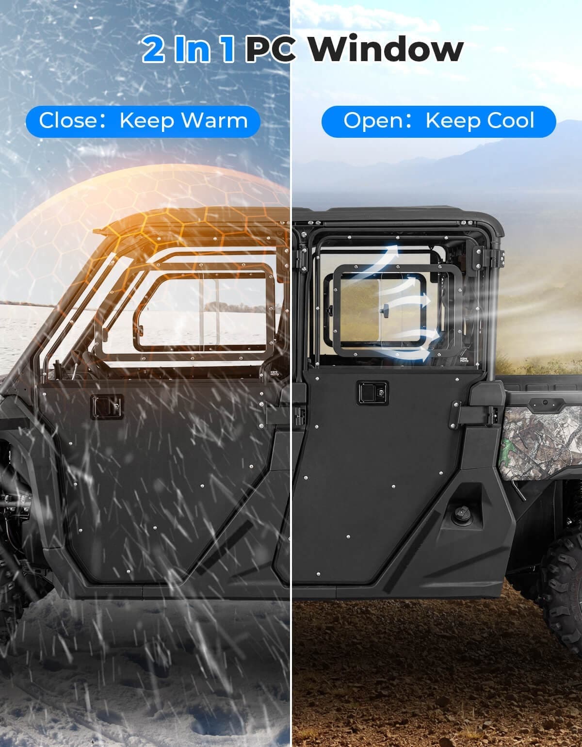 Kemimoto '22+ CFMoto UForce 1000 XL Full Doors with Sliding Window