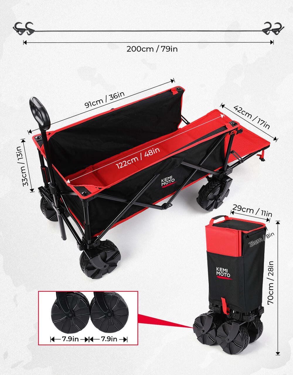 Kemimoto 220lbs Heavy Duty Folding Beach Wagon Cart