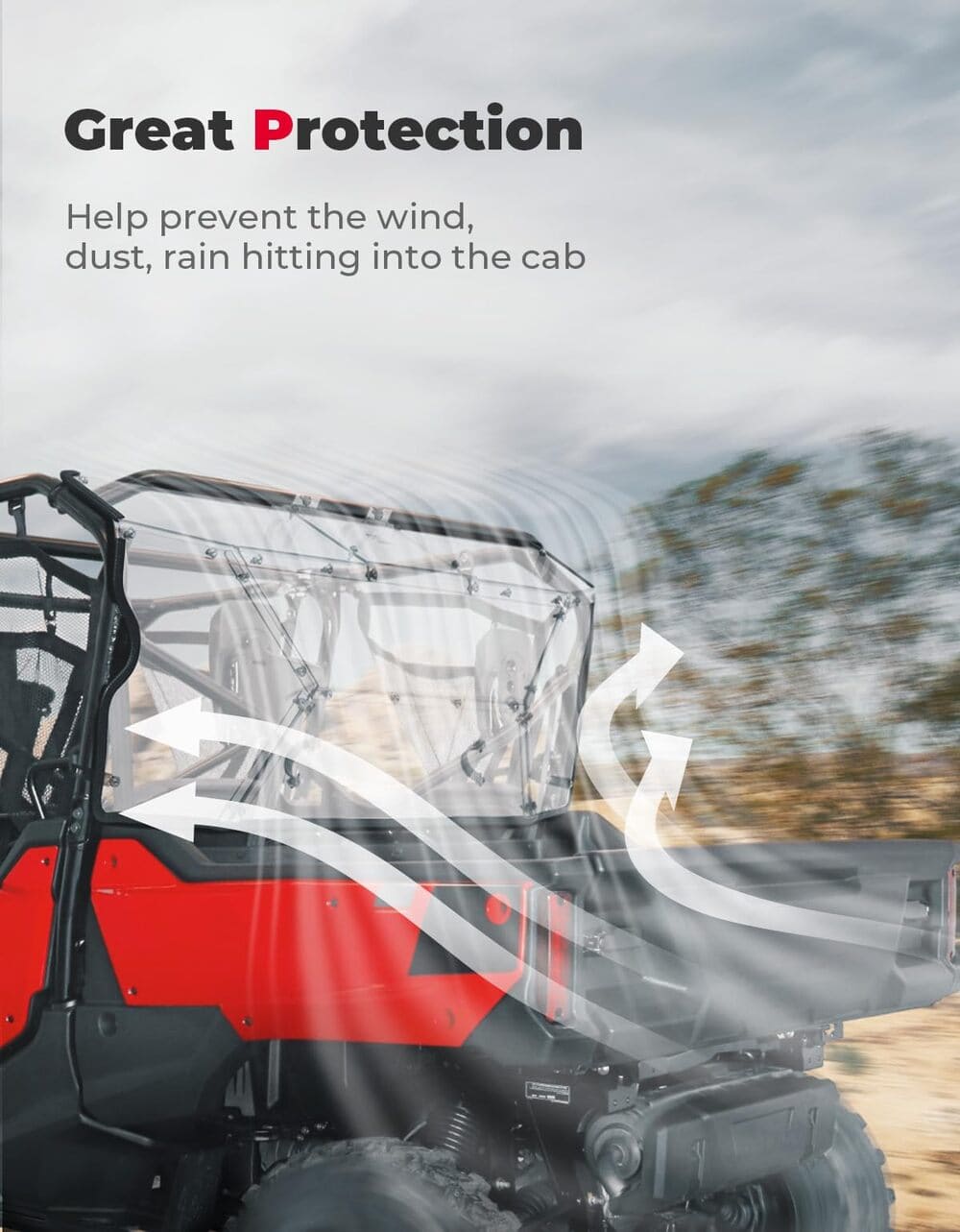 Kemimoto '23-'24 Honda Pioneer 1000-6 Rear Windshield