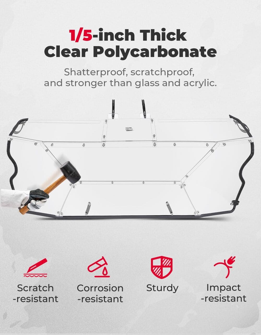 Kemimoto '23-'24 Honda Pioneer 1000-6 Rear Windshield