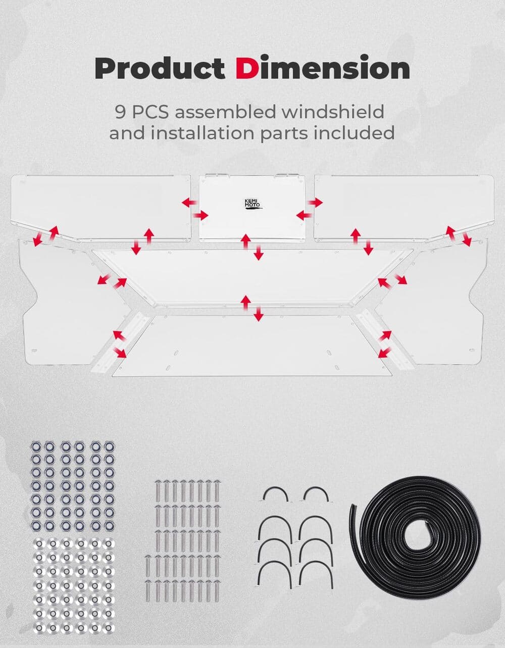 Kemimoto '23-'24 Honda Pioneer 1000-6 Rear Windshield