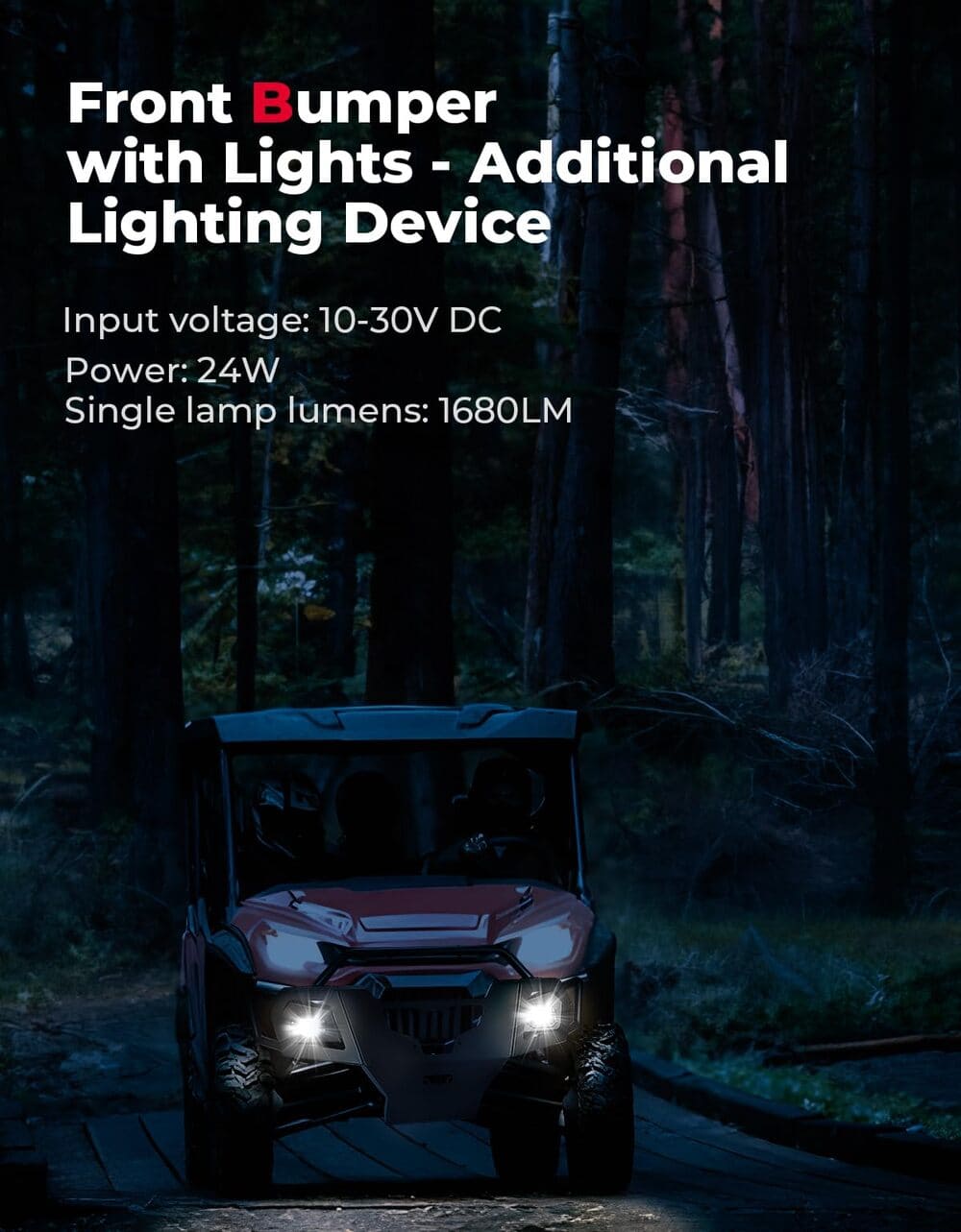 Kemimoto '23-'24 Honda Pioneer 1000-6 UTV Front Bumper with Lights