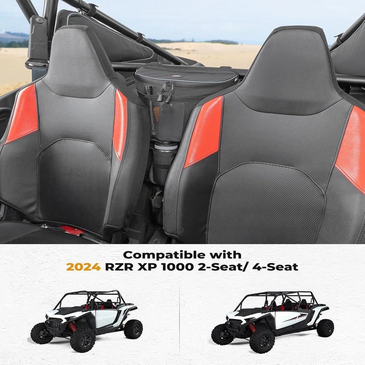 Kemimoto '24-'25 Polaris RZR XP 1000 Center Storage Bag w/ Cup holder