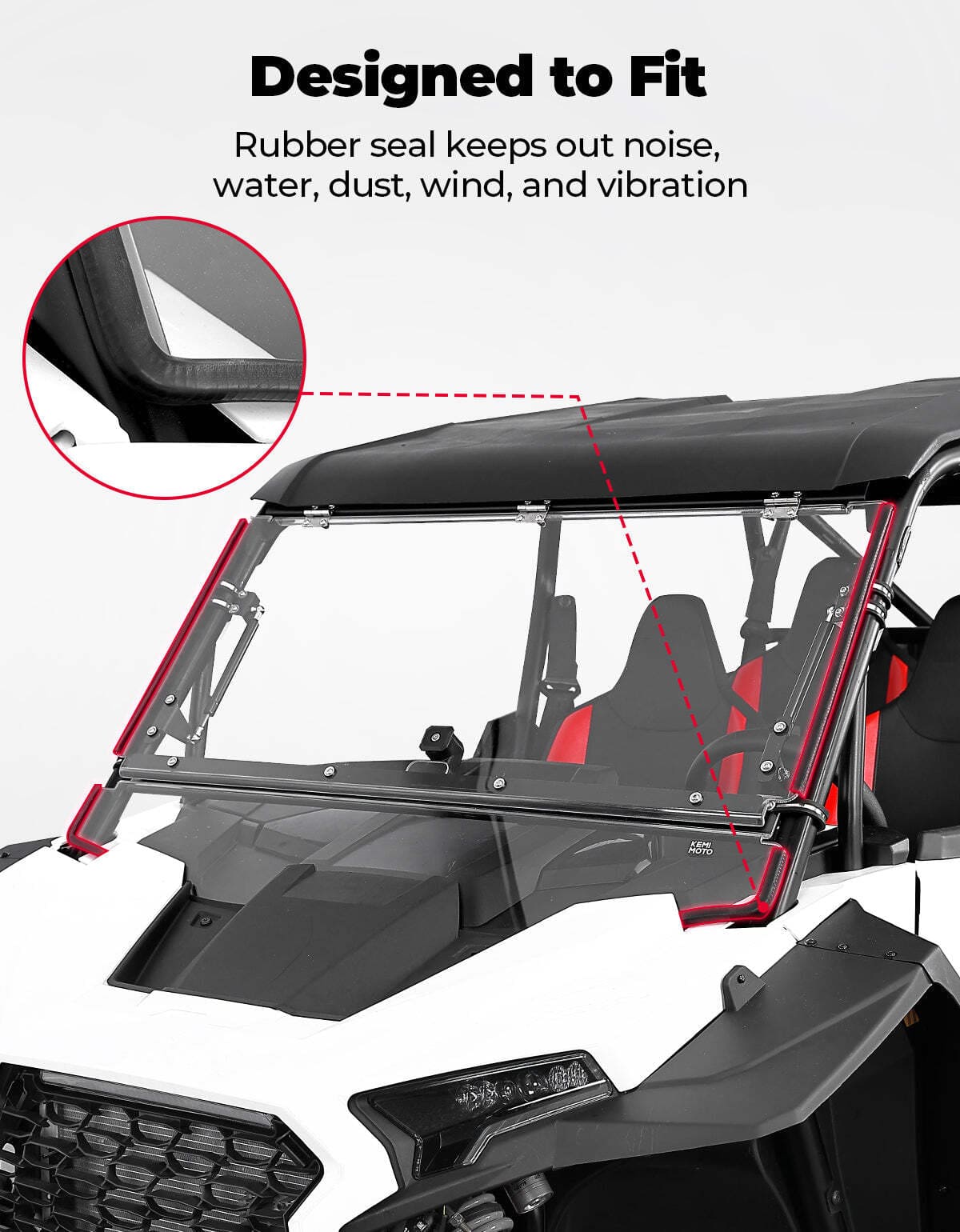 Kemimoto '24-'25 Polaris RZR XP 1000 Full Flip Split Windshield Window