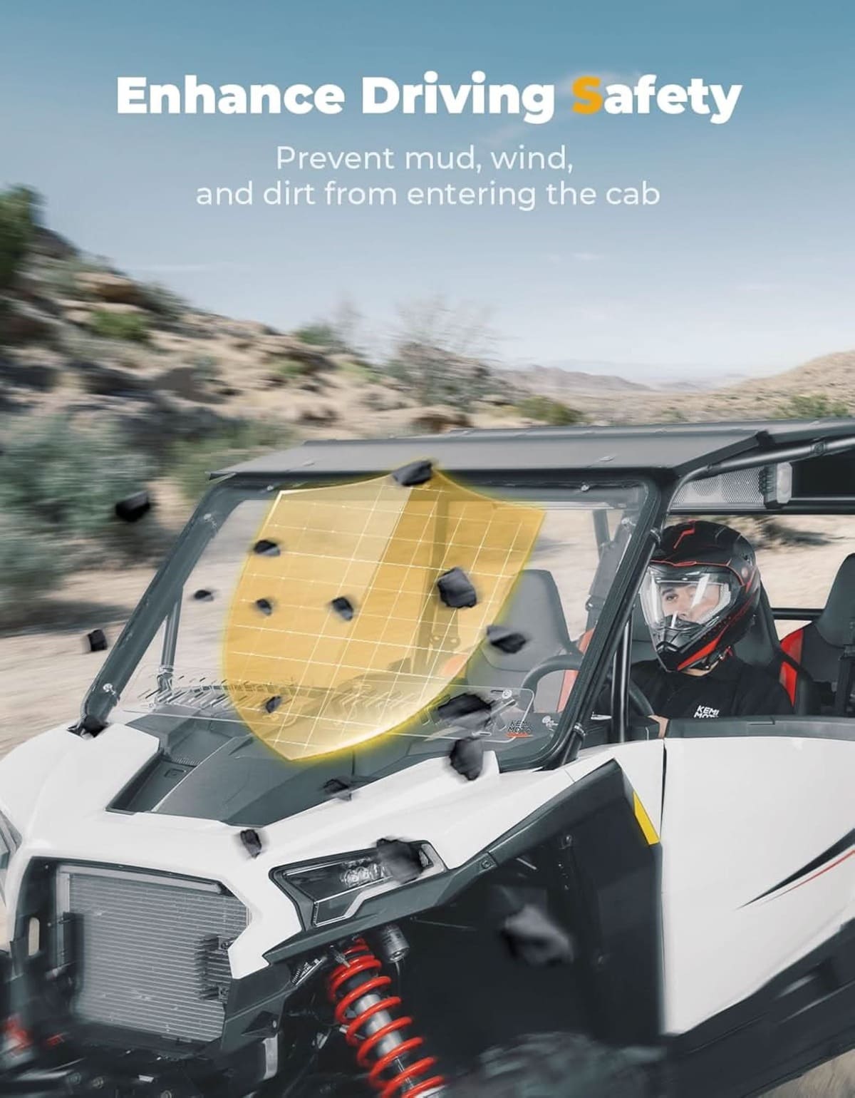 Kemimoto '24-'25 Polaris RZR XP 1000 Pre-Installed Rubber 2-in-1 Vented Windshield