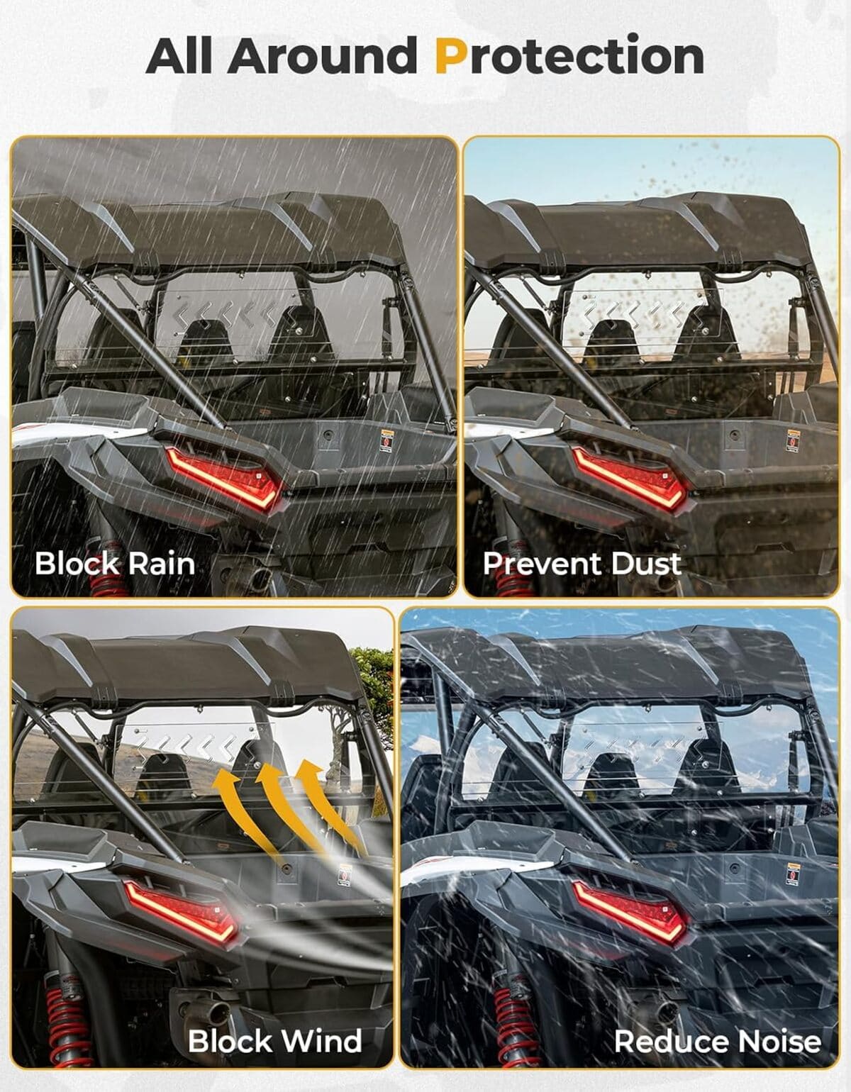 Kemimoto '24-'25 Polaris RZR XP 1000 Vented Clear Rear Windshield