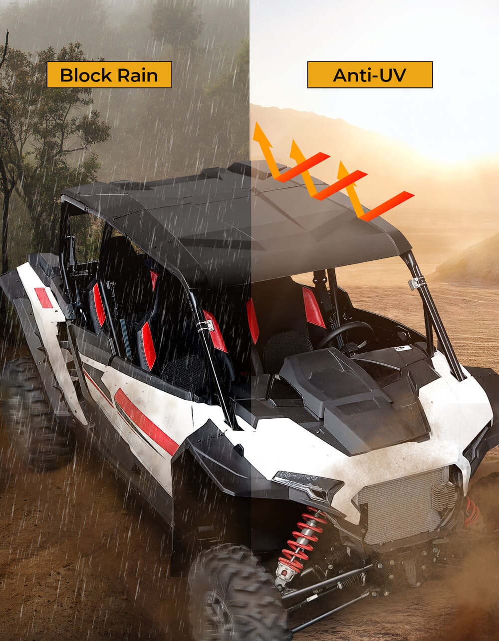 Kemimoto '24-'25 Polaris RZR XP 4 1000 5-in-1 Hard Plastic Roof