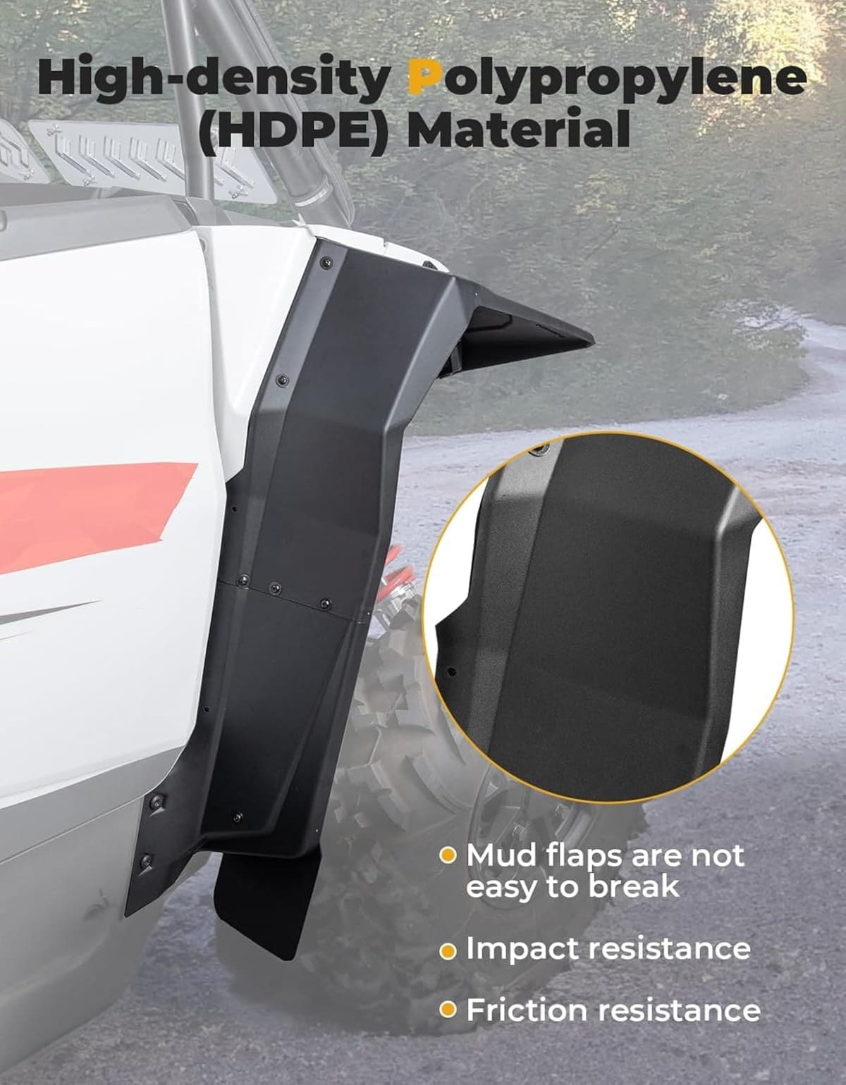 Kemimoto '24-'25 Polaris RZR XP 4 1000 8.5" Fender Flares Extended Mud Flaps - 4 Pcs