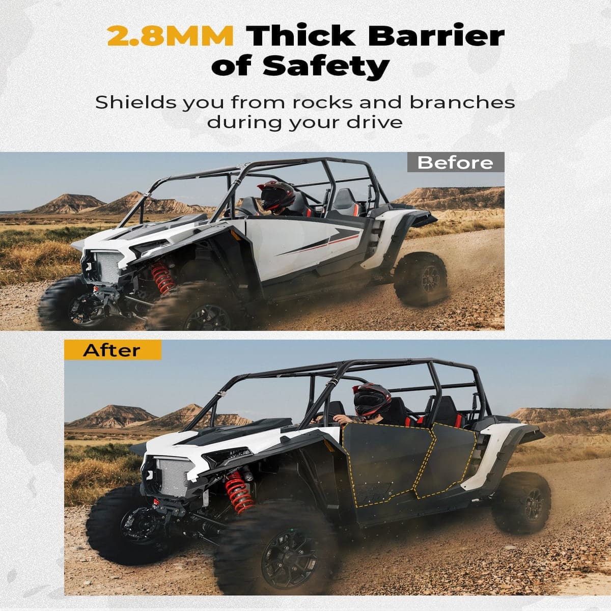 Kemimoto '24-'25 Polaris RZR XP 4 1000 Aluminum Half Door w/ PC Window - 4 Pcs