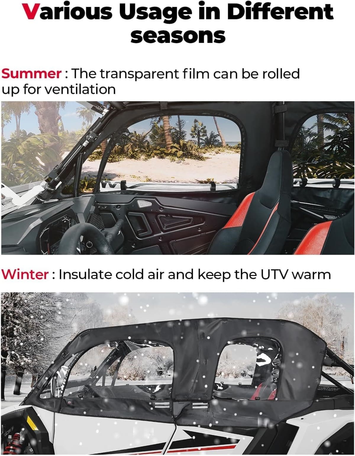 Kemimoto '24-'25 Polaris RZR XP 4 1000 Soft Cab Enclosure Upper Doors