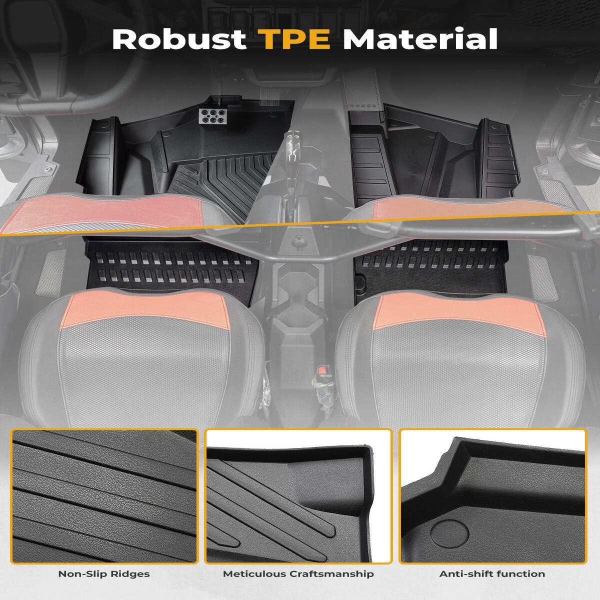 Kemimoto '24-'25 Polaris RZR XP 4 1000 TPE Non-Slip Floor Mats - 4 Pcs