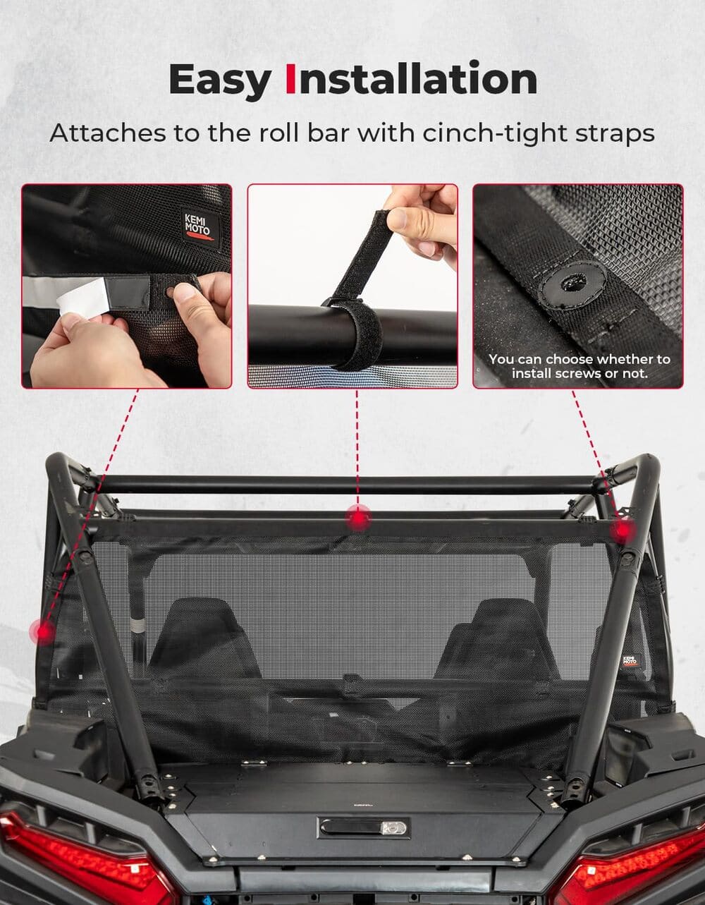 Kemimoto '24+ Polaris RZR XP 1000 Rear Window Net